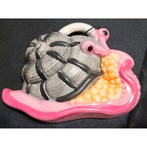 Vintage Ceramic Snail Figurine With Pink Gray Detailing
